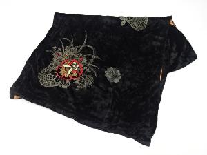 アンティーク　ビロード　花籠模様刺繍ショール